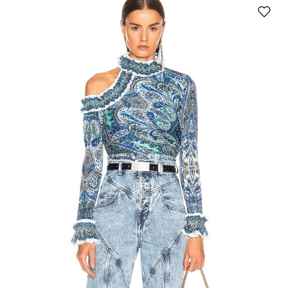 Zimmermann Blue and Green Paisley Blouse AU0